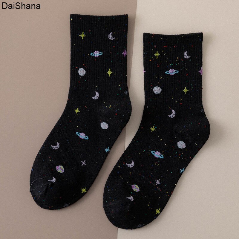 1Pairs Small Star Trend Medium Tube Socks Japanese Women&#39;s Cotton Socks: 09