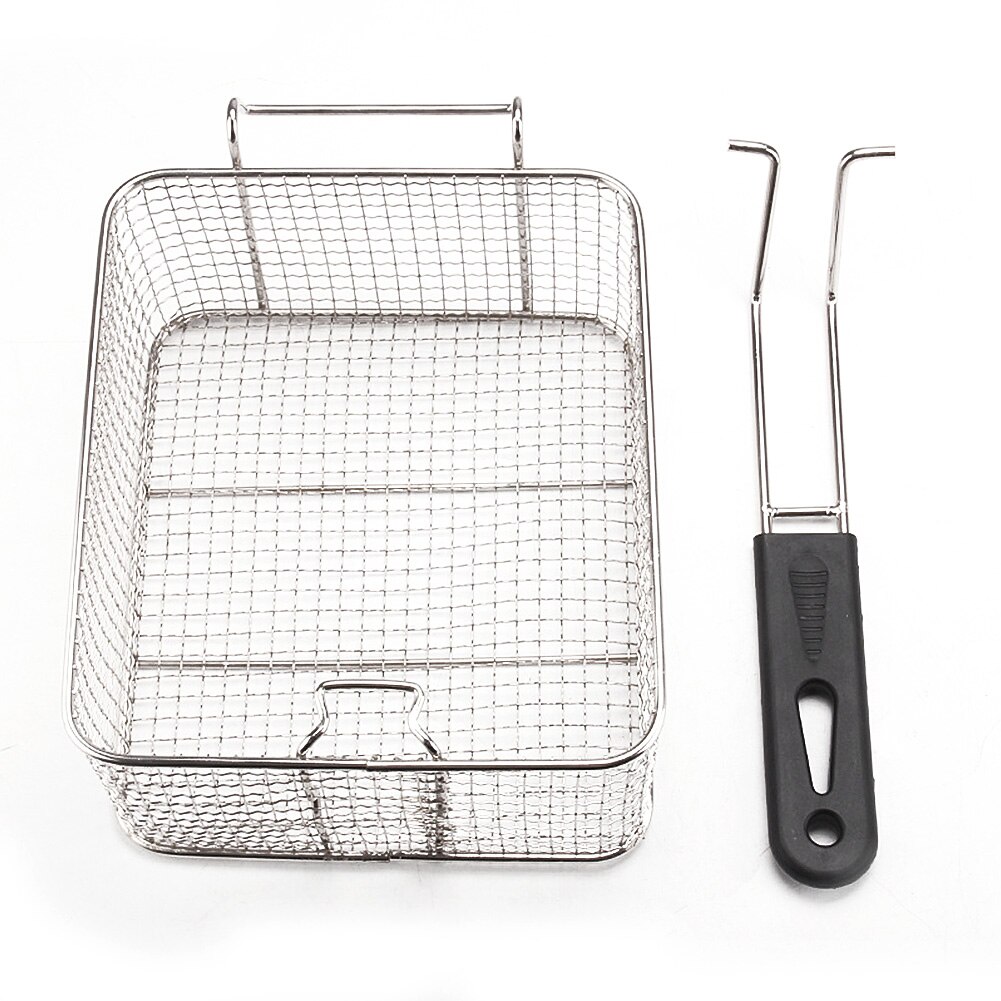 Stainless Steel Frying Basket Detachable Plastic Handle Fryer Kitchen Tool Fry Basket Strainer Stainless Steel