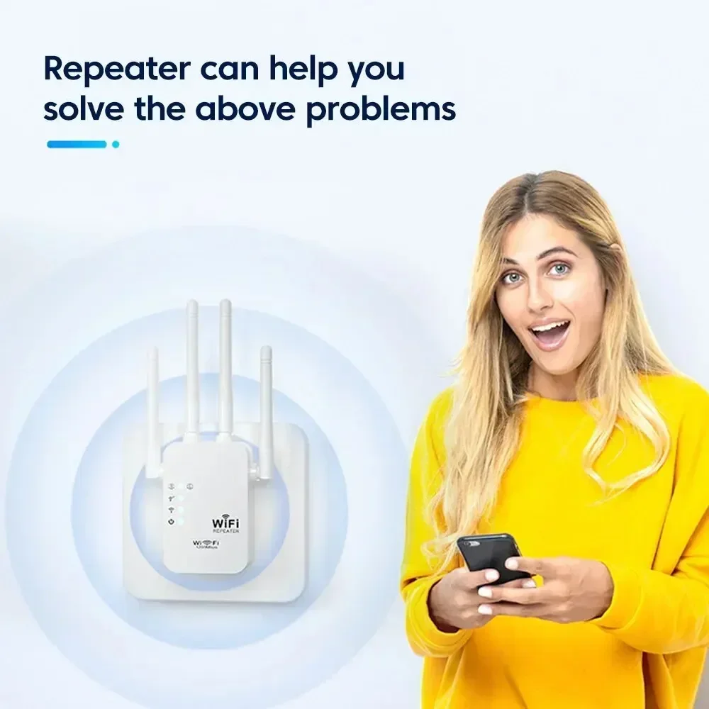 Novo amplificador extensor wi-fi 2.4g/300mbps 5.8g/1200mbps, repetidor wi-fi sem fio, amplificador de sinal wi-fi, rede de longo alcance