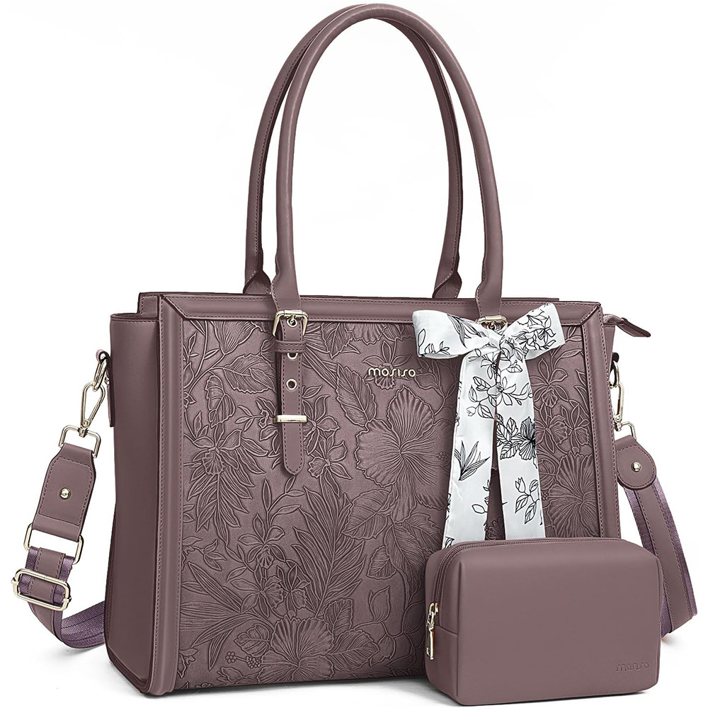 Laptop Tas Voor Vrouwen Luxe Pu Lederen Draagtas Voor 15.6 16 17.3 Inch Macbook Asus Hp Dell Notebook Schouder Messenger Handtas: 12" / Paars