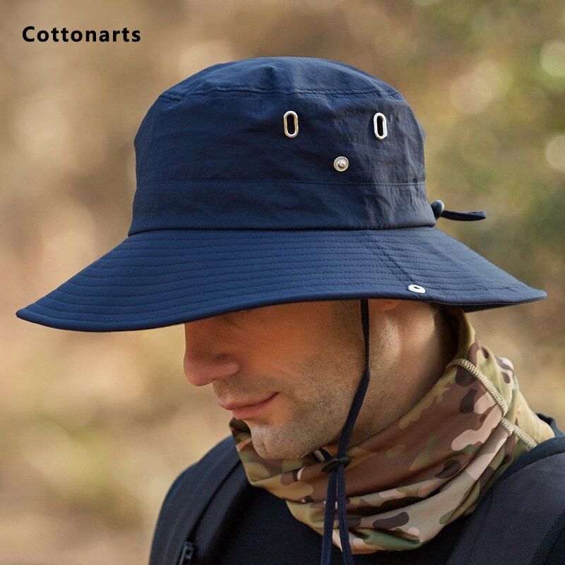 gorras hombre sombrero hombre Respirables de los hombres del verano sol sombrero gorro de pesca al exterior de protección de color sólido sombrero de pescador grandes aleros de viaje de Playa de las mujeres tapas