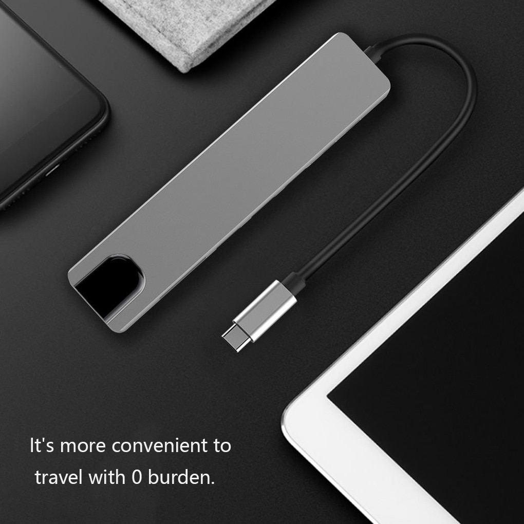 8 in 1 Aluminum Alloy USB-C Hub 4K 30HZ HD USB 3.0 Adapter Portable Laptop PD Charging SD &TF Card Reader RJ45 In Stock