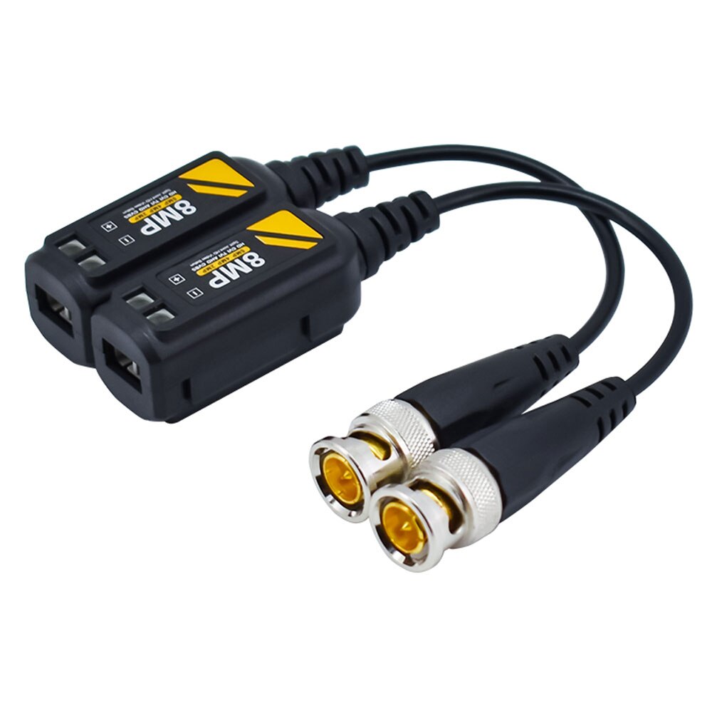 Connecteur Balun vidéo HD 8MP BNC | 1 paire de Support, canal de signal de caméra HD AHD/CVI/TVI