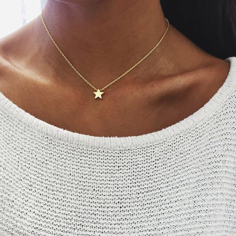 Femme Chocker Gouden/Zilver Kleur Ketting Ster Hart Maan Choker Ketting Sieraden Collana Kolye Bijoux Collares Mujer Collier