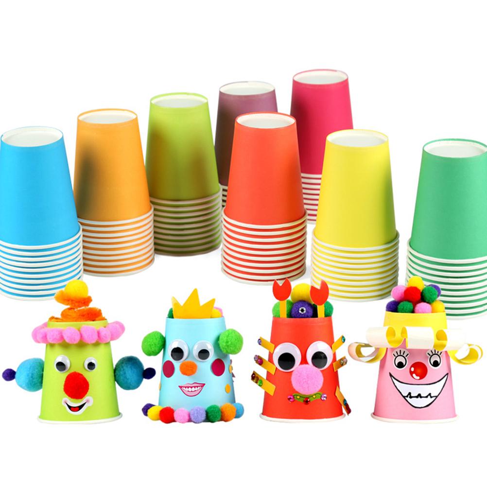 100 Stuks Dikke Papieren Bekers - Knutselen DIY Decoraties - Feest Wegwerp Bekers - Knutselmateriaal Kinderen