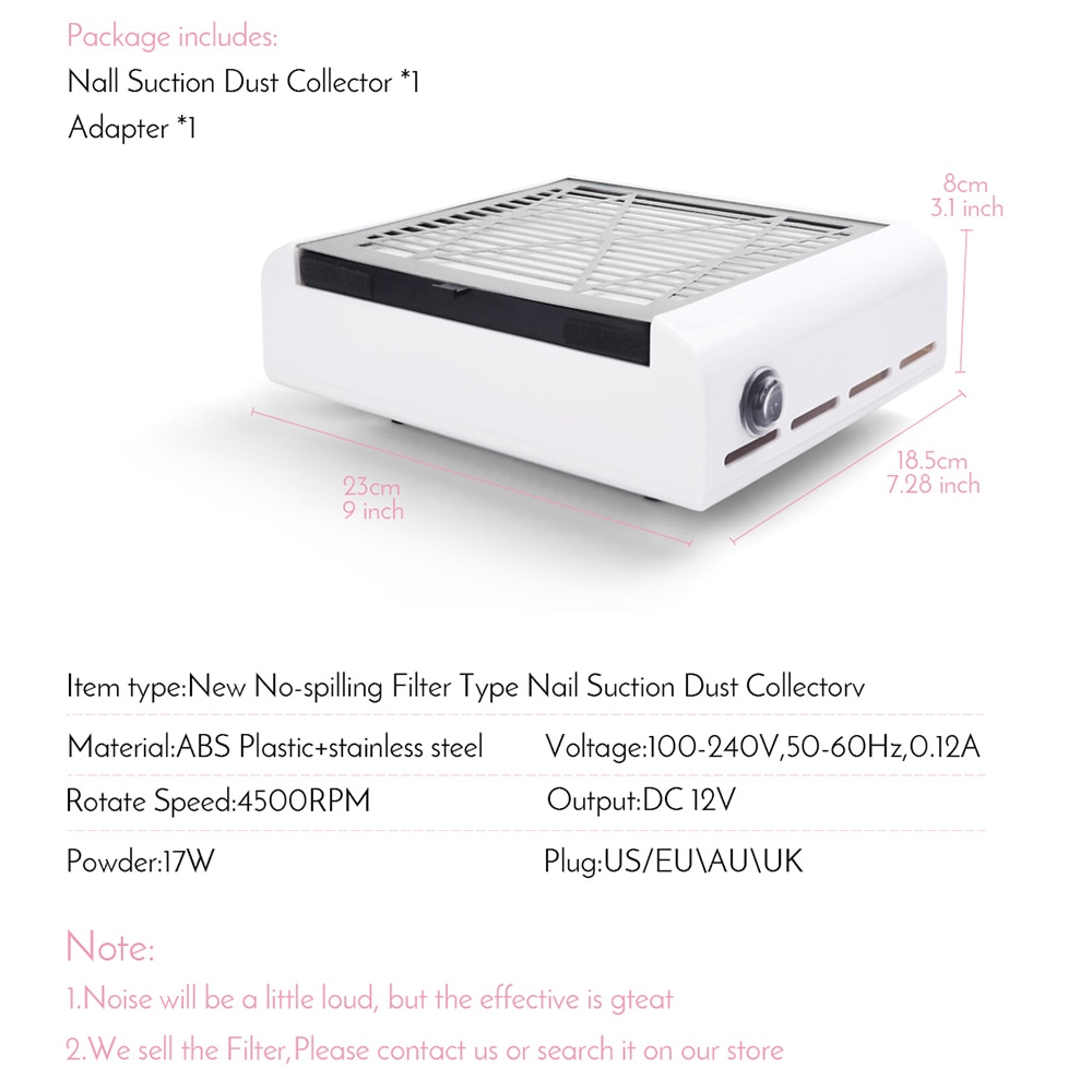 40W Sterke Power Nail Dust Collector Nail Fan Art Salon Zuig Dust Collector Machine Stofzuiger Fan