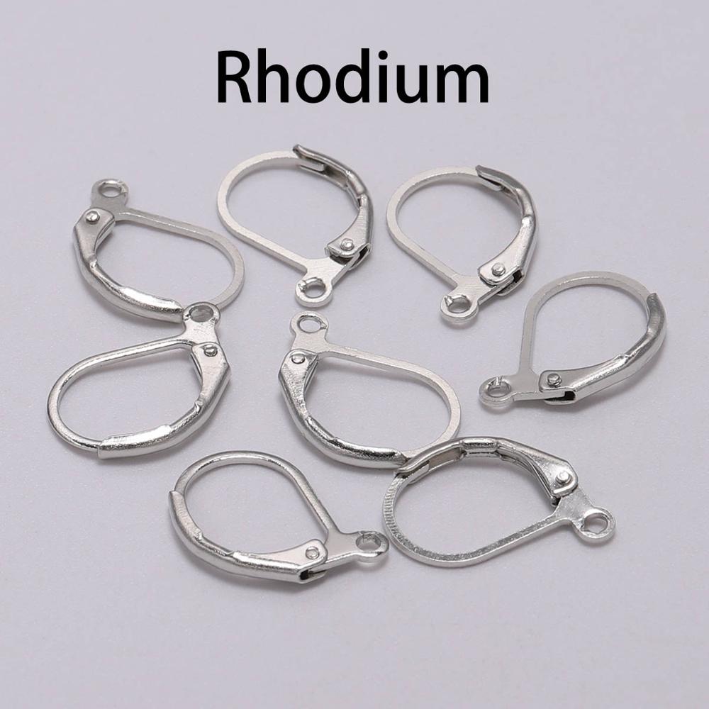 20 stk/parti 15*10mm guld fransk arm ørering kroge tråd indstillinger base bøjler øreringe til gør-det-selv smykker fremstilling forsyninger: Rhodium