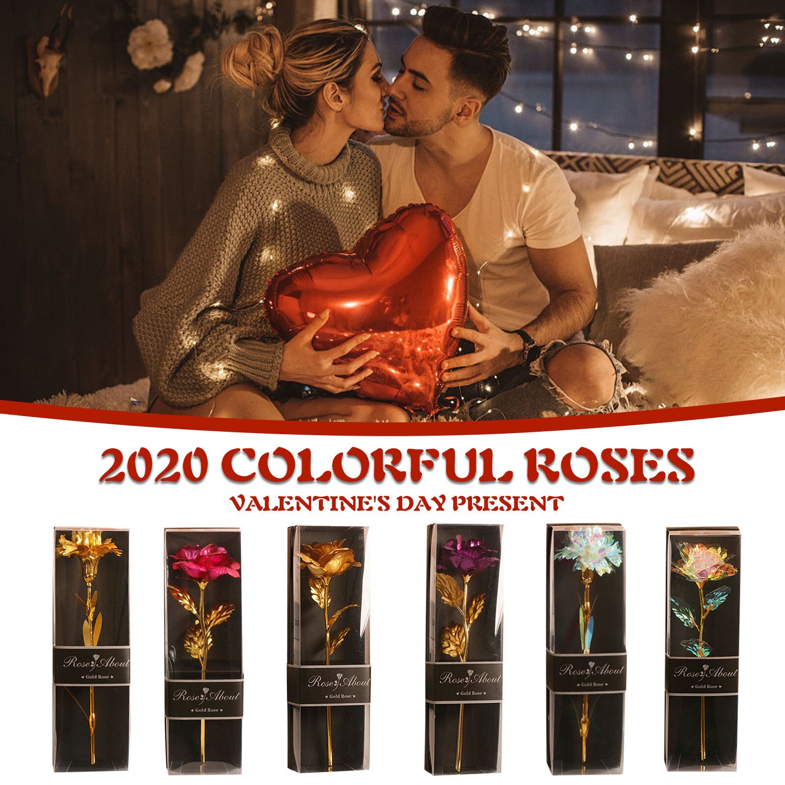 Gold Plated Rose with Photo frame and Box Anniversary Valentine's Day Mothers Day Girlfriend Wedding Decoration