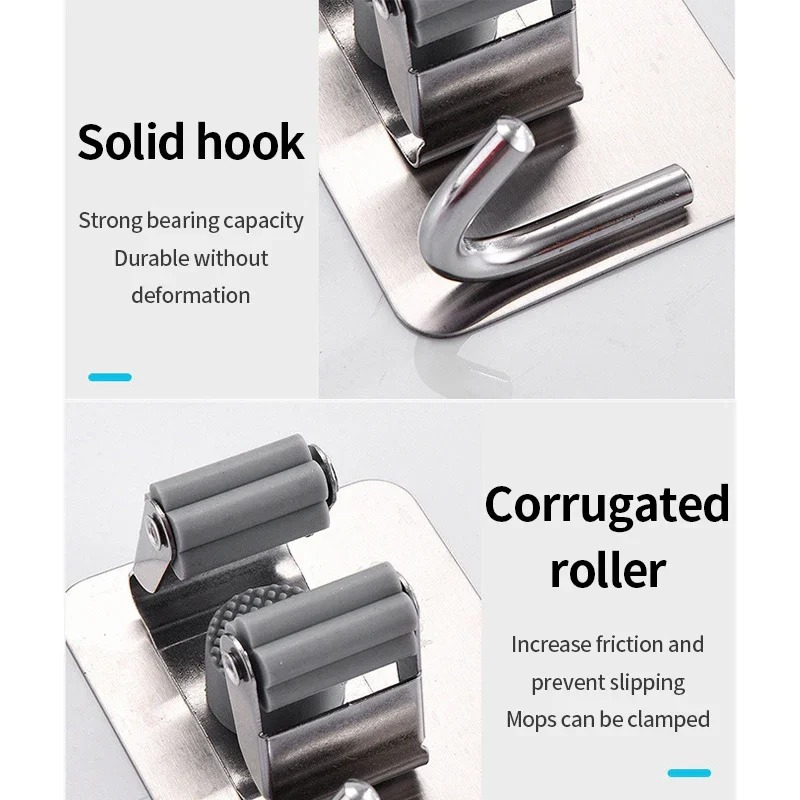 Ganchos multiusos adhesivos para colgar en la pared, estante para fregona, gancho para colgar escoba, organización del baño y la cocina, accesorios organizadores para el hogar ﻿