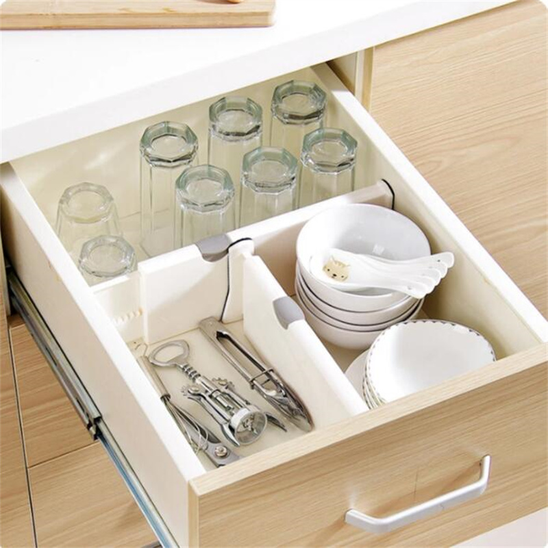 Adjustable Storage Drawers Divider Retractable Plastic Drawer Partition Holder Home Storage Clapboard Kitchen Organized