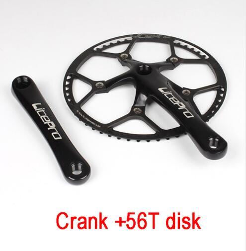 Litepro sykkel kranksett integrert enkelt kranksett krank 45t 47t 53t 56t 58t bcd 130mm for sammenleggbar sykkel sykkel kranksett 170mm: 56t svarte