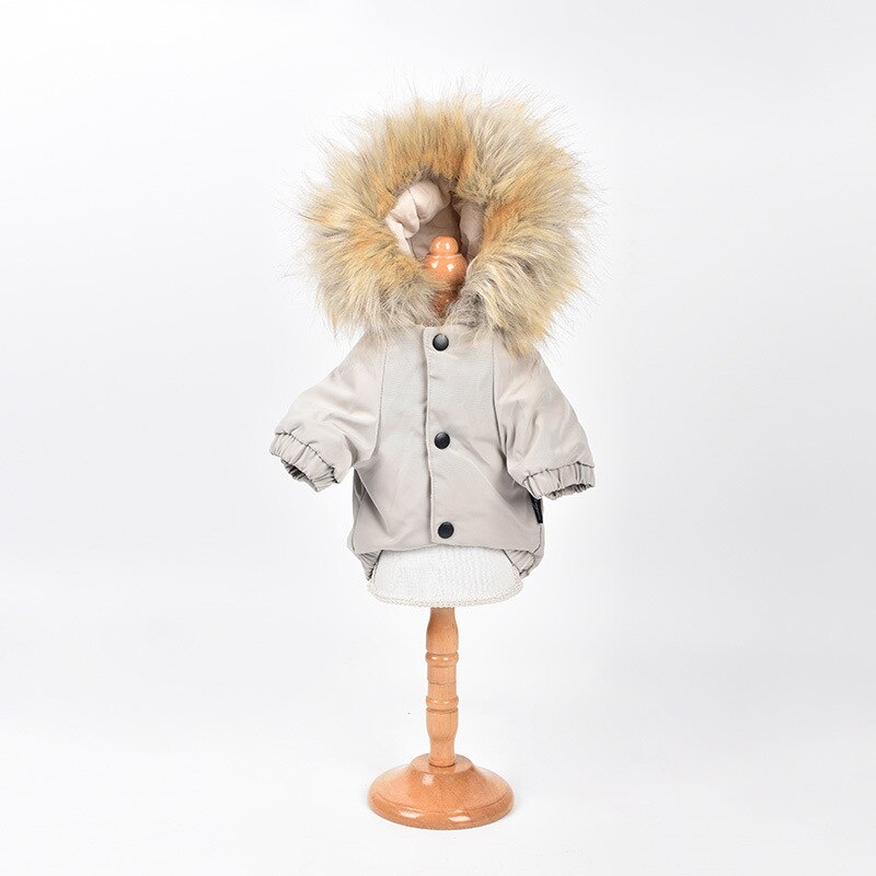 Sweat à capuche avec col en fourrure pour chien, vêtement d'hiver pour animaux de compagnie, petit et moyen gabarit, Chihuahua, carlin, Pitbull: WHITE / XL