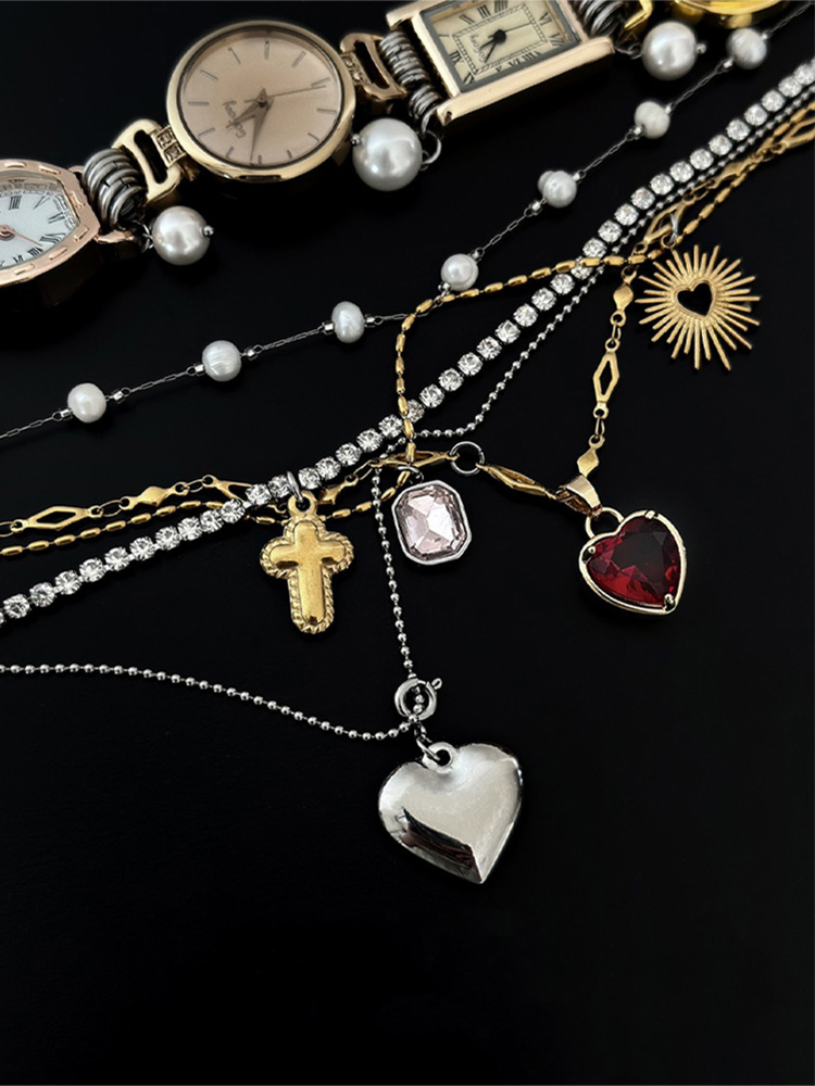 Relógio laminado colar estilo cyberpunk para feminino masculino jóias acessórios presentes de festa