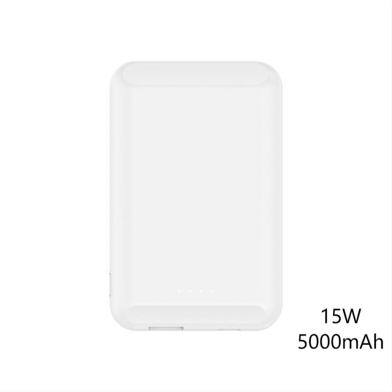 Arvin15W Magnetische Charger Power Bank Voor Magsafe Iphone12pro Max Mini Draadloze Opladen Pd Powerbank 5000Mah Mobilephone Batterij: White 15W