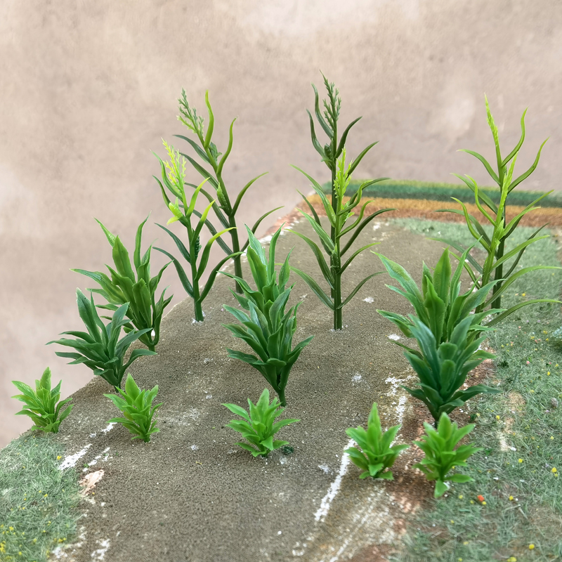 10 Uds. Simulación en miniatura plántulas de maíz paja de maíz micro decoración de paisaje planta verde modelo escala tren ferroviario