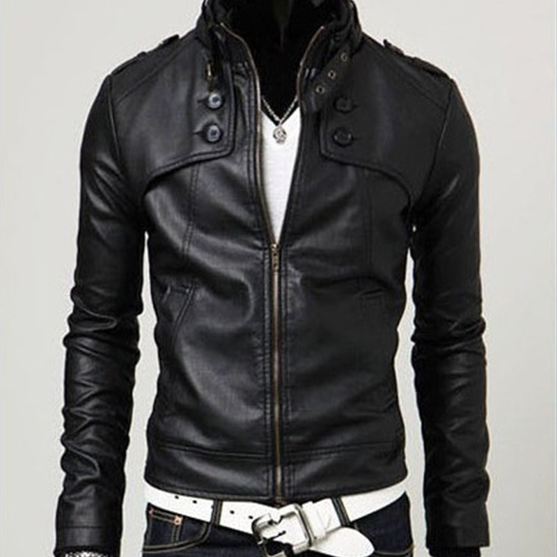 Motorcykel smal pu konstläderjackor herr dj jackor herr jaqueta de couro masculina herr skinnjackor nitar