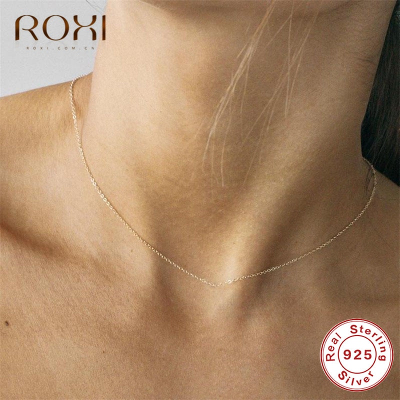 Roxi Classic Sleutelbeen Keten Ketting 100% 925 Sterling Zilveren Ketting Mode-sieraden Verstelbare Karabijn Choker Ketting