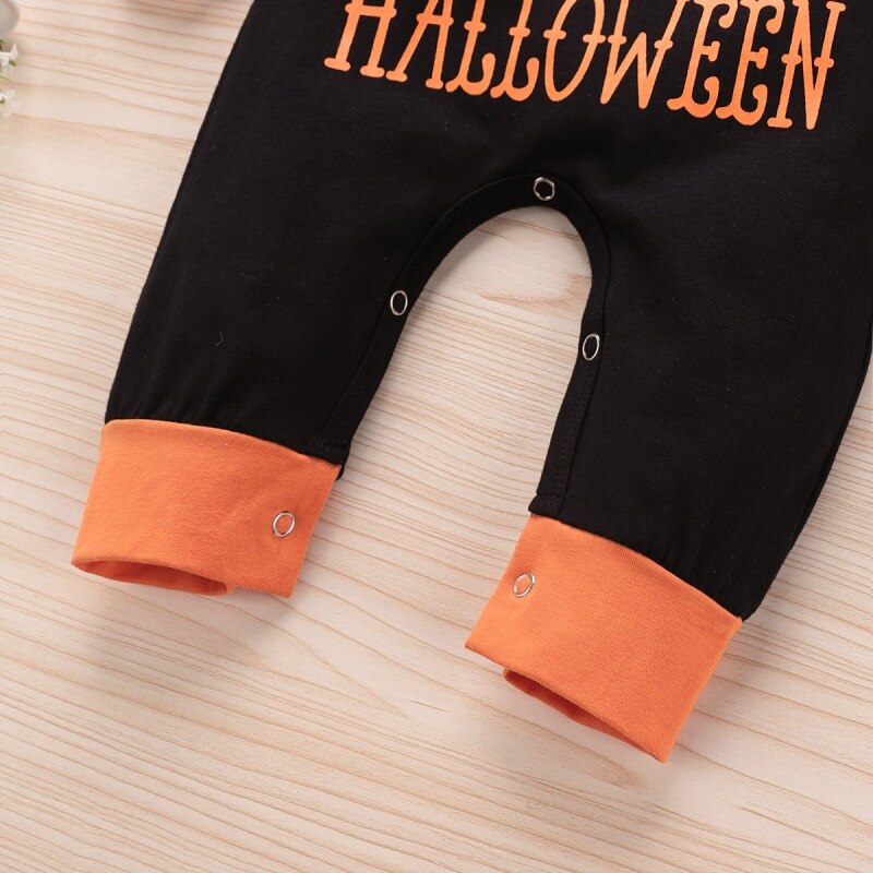 Pasgeboren Halloween Jumpsuit Baby Boy Meisje Romper Mijn Eerste Halloween Brief Print Jumpsuit Baby Streep Mouw Rompertjes