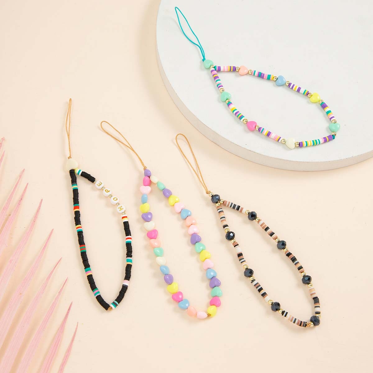 Correa para teléfono móvil, cadena de cuentas de silicona, colgante de flor, cadena de cuentas de cerámica suave para funda de teléfono móvil, cordón colgante, collar