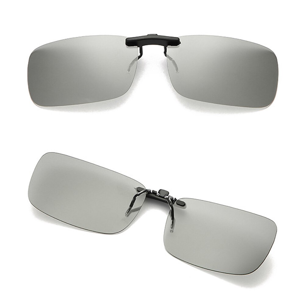 Clip on Sun Glasses for Men Photochromic Glasses Night Vision Sunglasses with Free Box Polarized Clip on Sunglasses: black / L