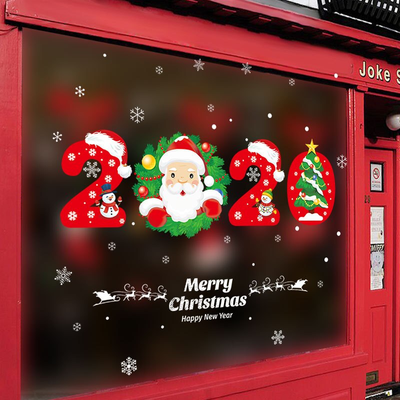 Christmas Home Decor Santa Claus Window Decoration Art PVC Vinyl Wall Stickers Merry Christmas Wallpapers Waterproof