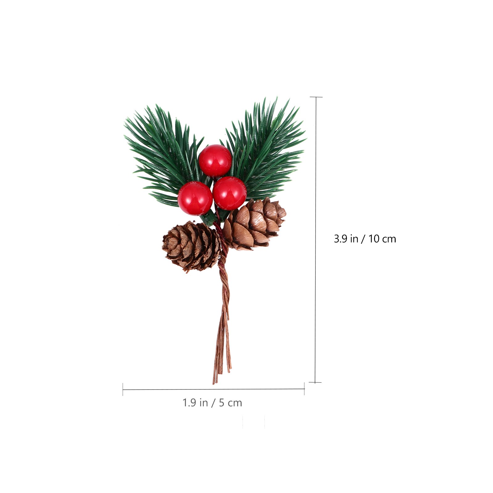 10Pcs Pine Picks Novelty Simulation Christmas Berry Pine Cone Decor