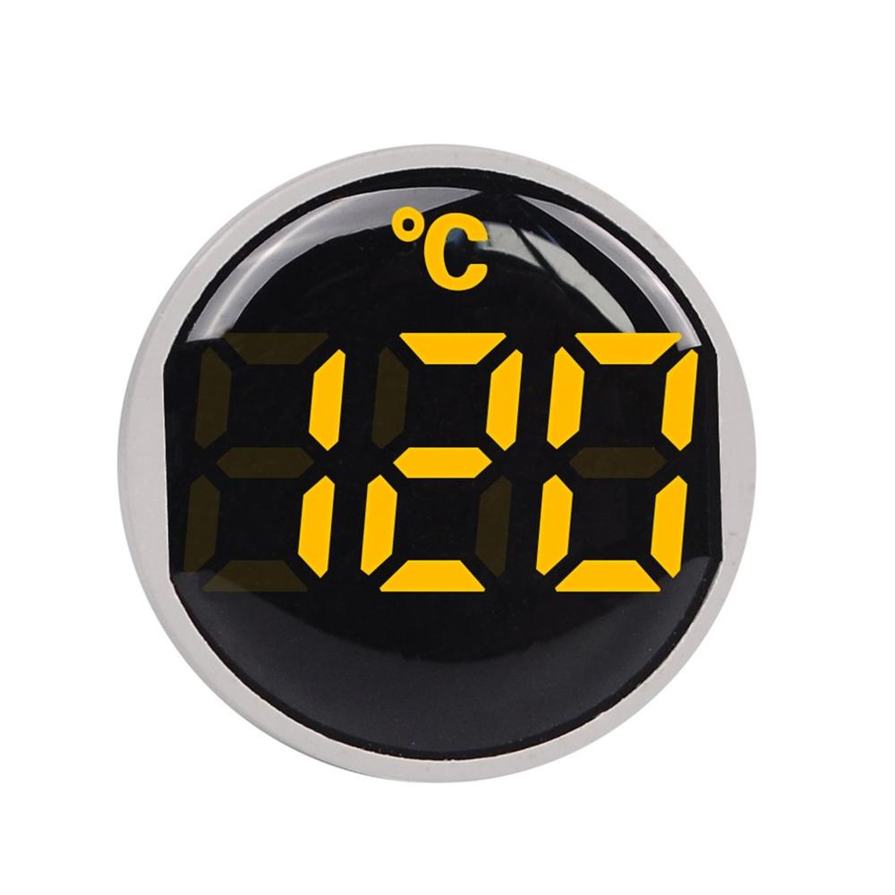 22Mm Ronde Kleine Mini Led Licht Display Thermometer Digitale Temperatuur Meter Indicator Ac 50-380V 220V -20-120'c: YELLOW