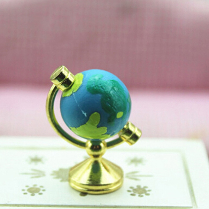 Poppenhuis Rolling Globe Met Stand 1:12 Miniatuur Dollhouse Studie Woonkamer Slaapkamer Leeszaal Meubels Accessoire