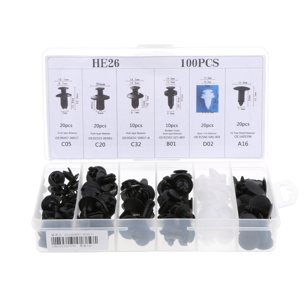 100x Car Push Retainer Pin Rivet Fasteners Kit Trim Panel Clip Moulding Assortments For GM Ford Chevy Toyota Honda Chrysler