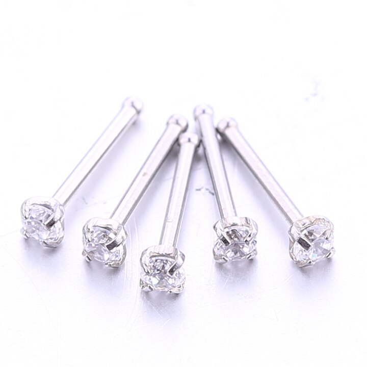 2-5PCS/PACK 20G Nose Studs Rings Silver Gold Body Piercing jewelry Small Earrings For Women Gilrs: 2mmround silver 5pcs