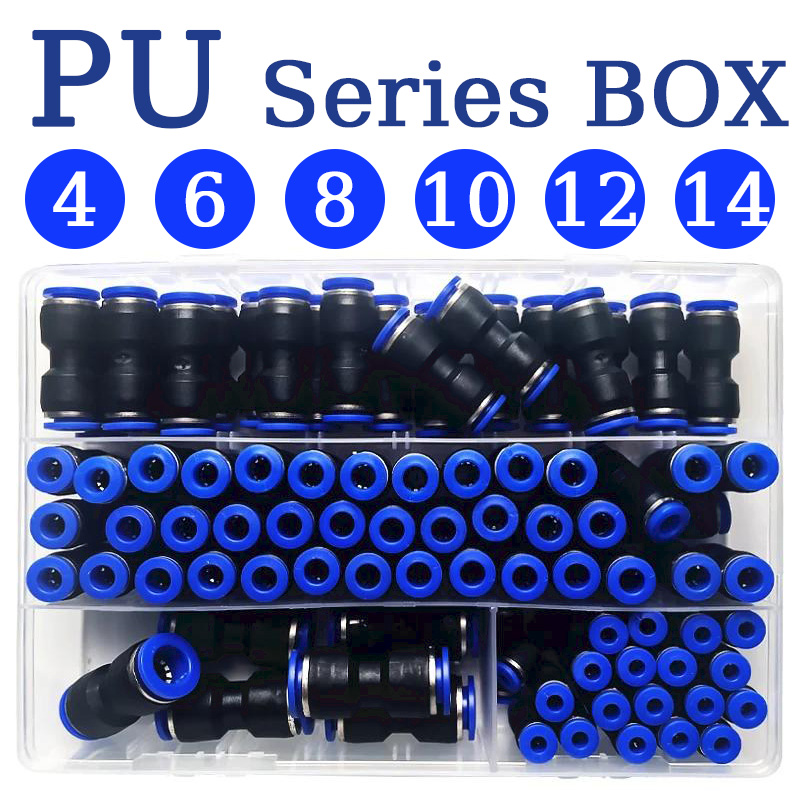 PU Boxed Set Air Straight Pneumatic Fittings PU Water Pipes Quick Release Connector PU-4-6-8-10-12-14 Plastic Hose Couplings