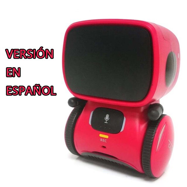 Toy Pink Robot Intelligent Robot Toy Dance Sing Repeating Recorder Touch Control Voice Control Toy for Kids Age3+: Spanish Red