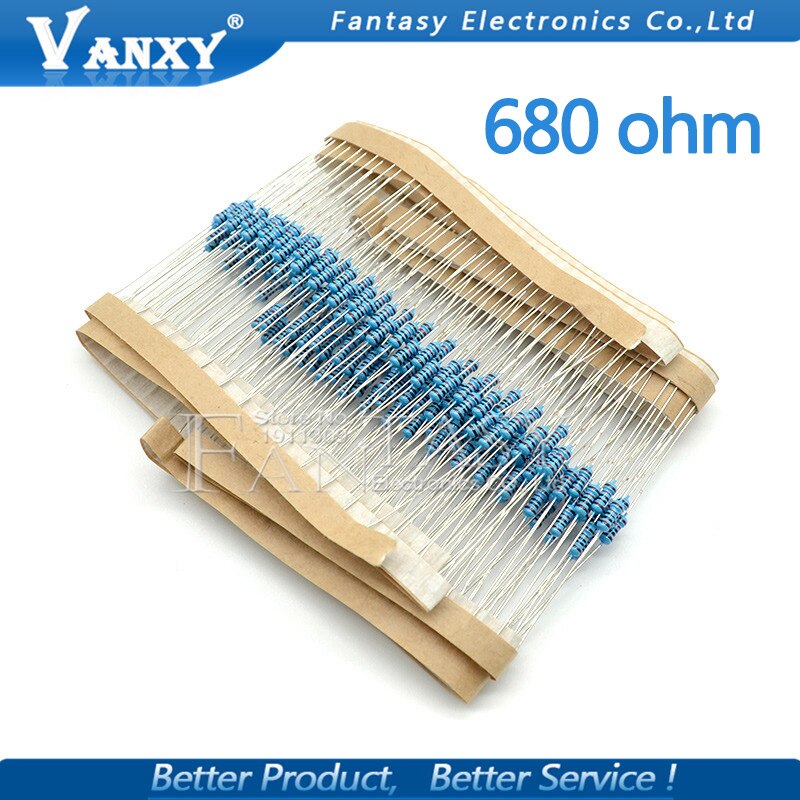 100pcs 680 ohm 1/4W 680R Metal film resistor 1%