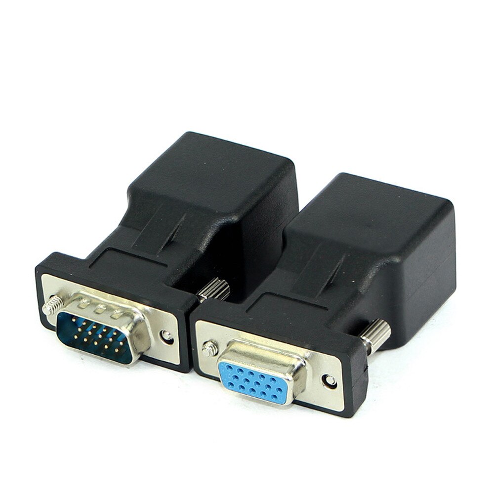 1 Paar Vga Extender Man Vrouw Naar Lan RJ45 CAT5 CAT6 20M Netwerk Kabel Adapter Man-vrouw/vrouw Tot Vrouw/Man Mannelijke 01