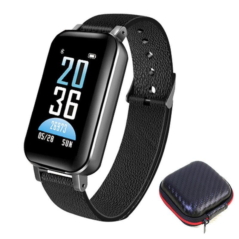 T89 TWS Bluetooth Earphone Smart Watch Touch control Smart Watch IP67 Support Siri BT Call music Fitness Bracelet Smart Band: Box black