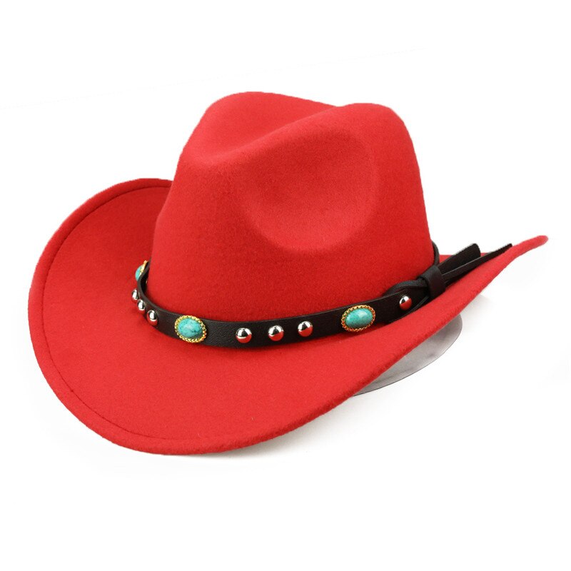 Gentleman Lady Jazz HatWestern Cowboy Cloche Church Sombrero Caps For Women's Men's Cowgirl With Four Seasons: red