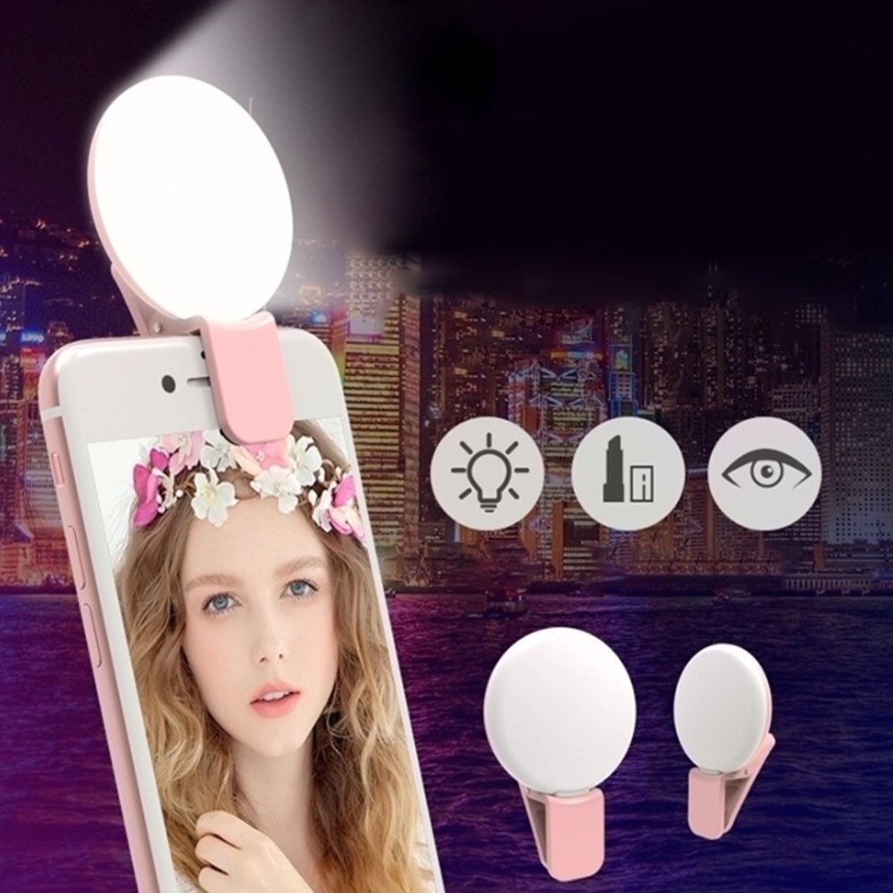 Selfie flash led clip-on telefone móvel selfie luz noite aumentando luz de preenchimento portátil fêmea âncora beleza auto-temporizador lâmpada