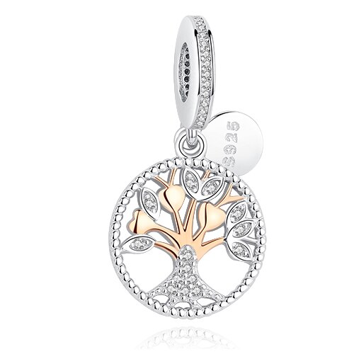 Silver Charms Fit Original Charm Bracelet Necklace 925 Sterling Silver Tree Love Heart European Charms Beads DIY Jewelry: PY1411