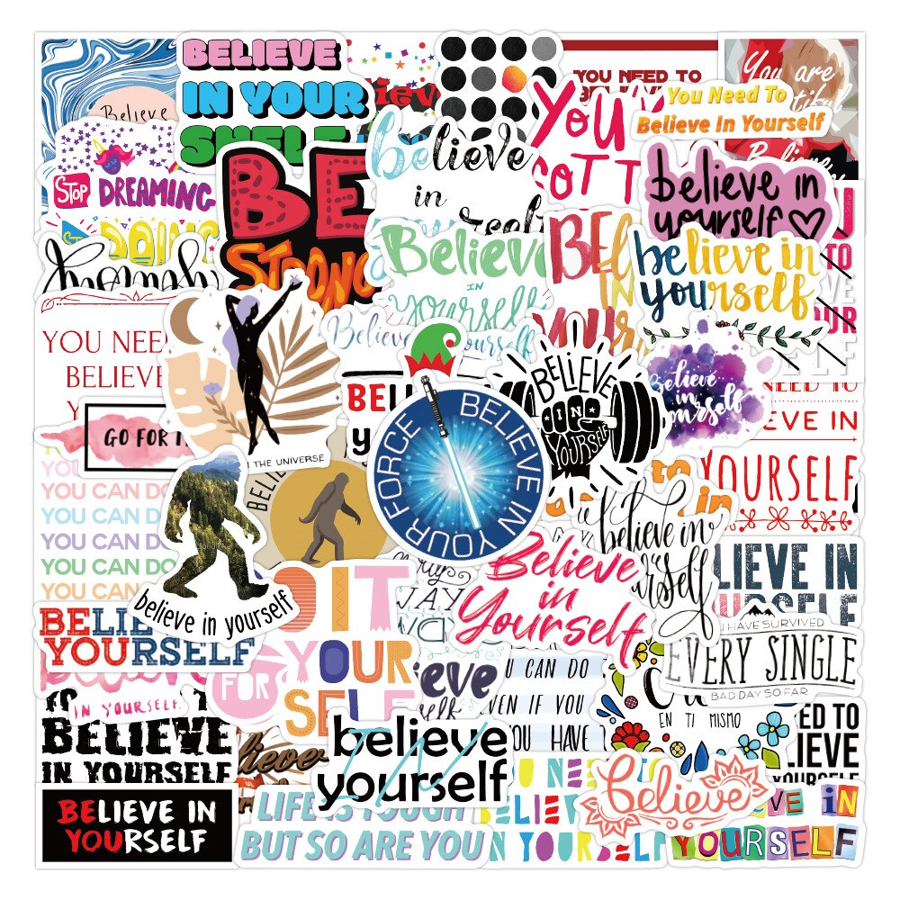 50pcs Motivational Phrases Stickers Inspirational Life Quotes Waterproof DIY Laptop Study Room Scrapbooking Graffiti Stickers: No10 50pcs