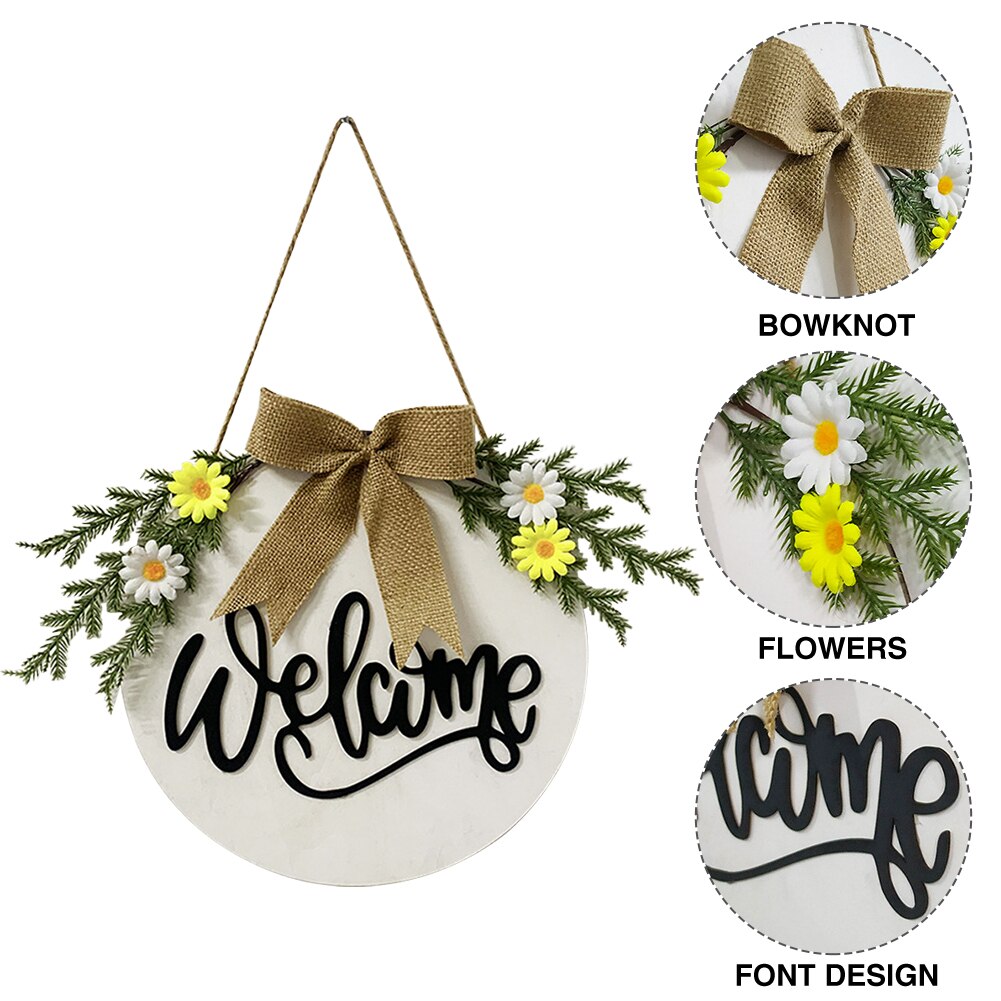 Restaurant Welcome Sign Home Decor Crafts Outdoor Garland Round Hanging Wreath Festival Supplies