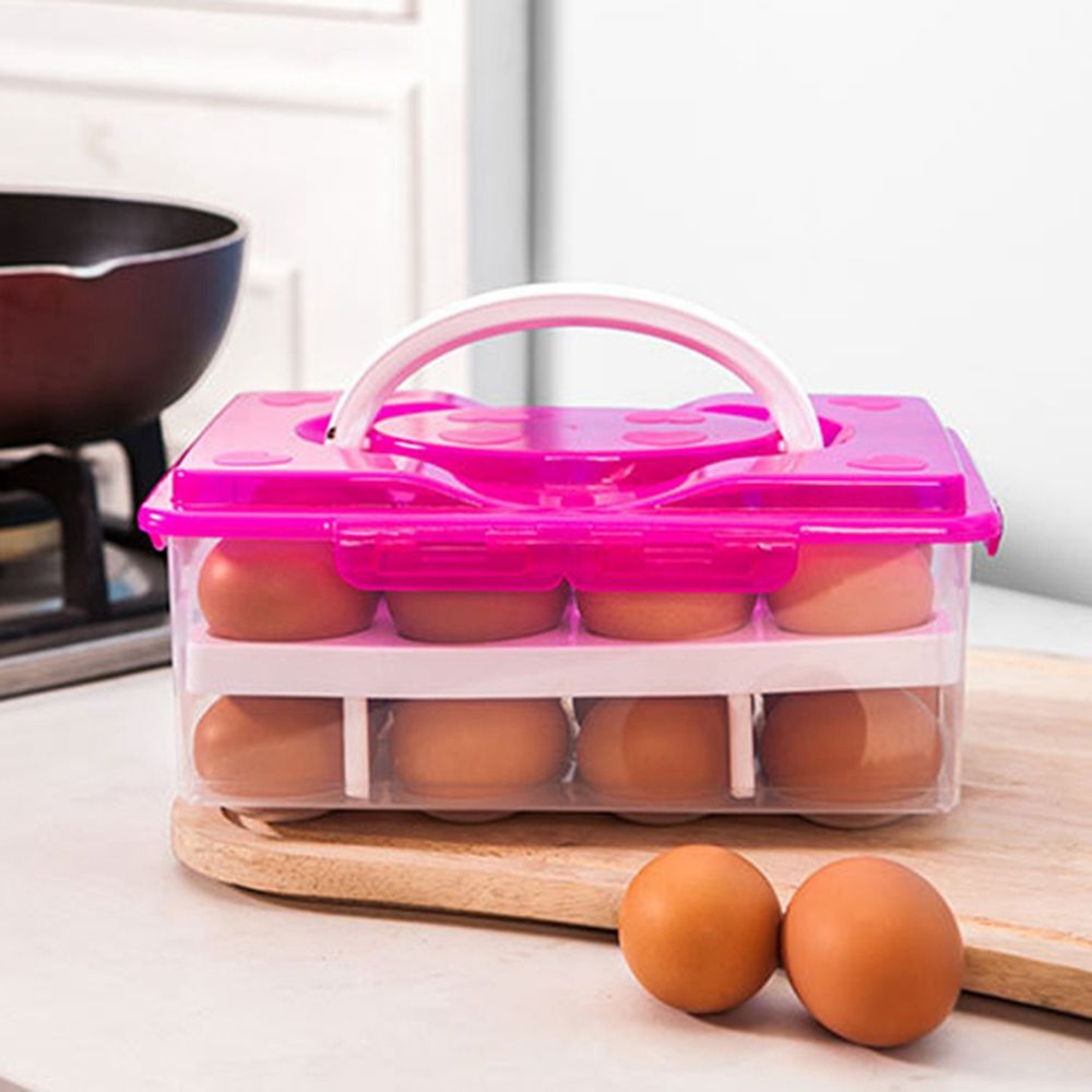 24 gitter æg kasse mad container arrangør bekvem opbevaring kasser dobbelt lag holdbare multifunktionelle skarpere køkkenprodukter