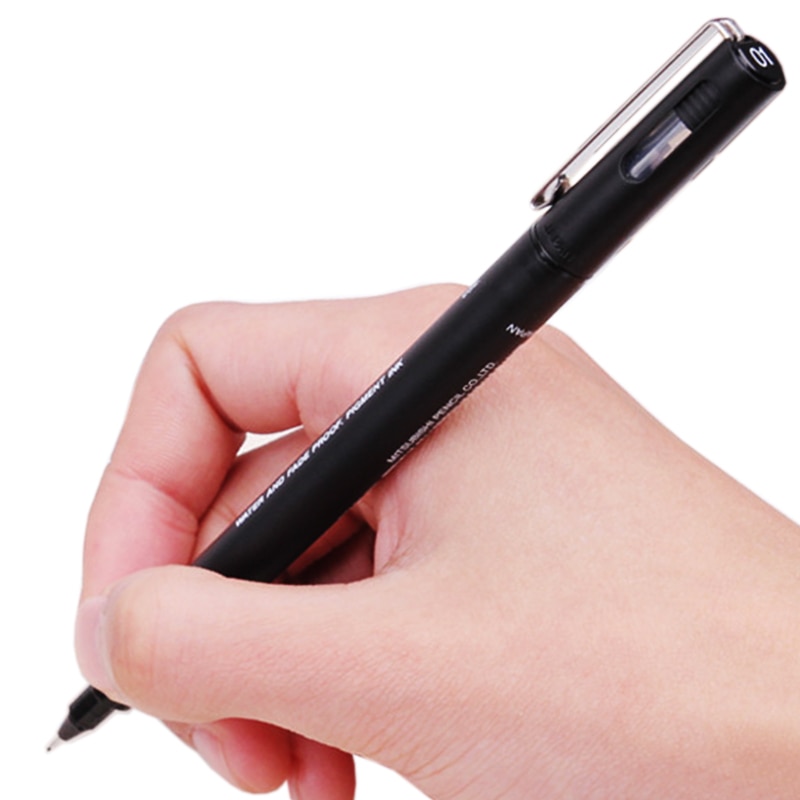 6pcs/lot Pin Drawing Pen Fineliner Ultra Fine Line Art Marker Black Ink 005 01 02 03 05 08 Micron Drawing Pen Office School Set