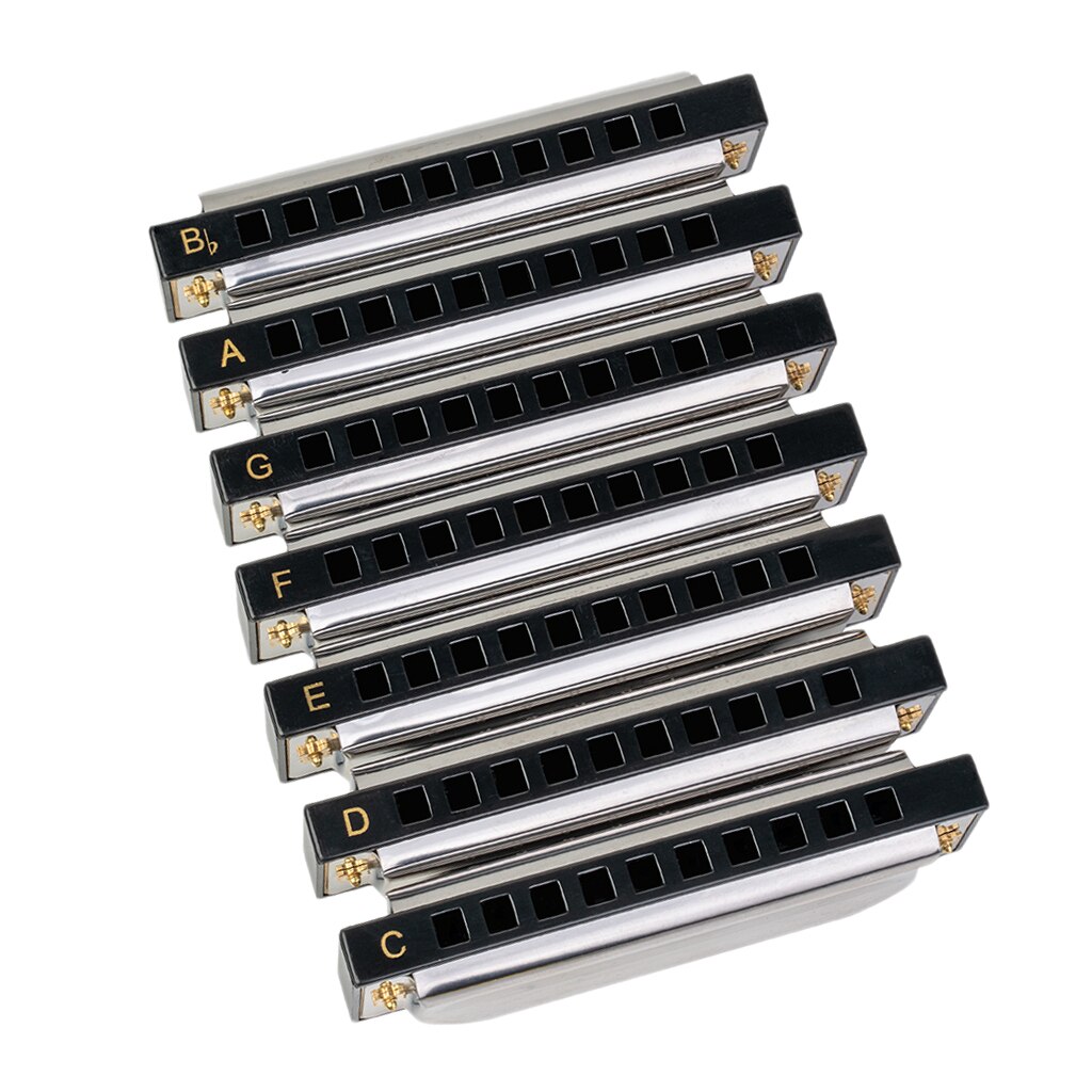 Deluxe Diatonic Harmonica Set - Key of G, A, Bb, C, D, E, F Harp