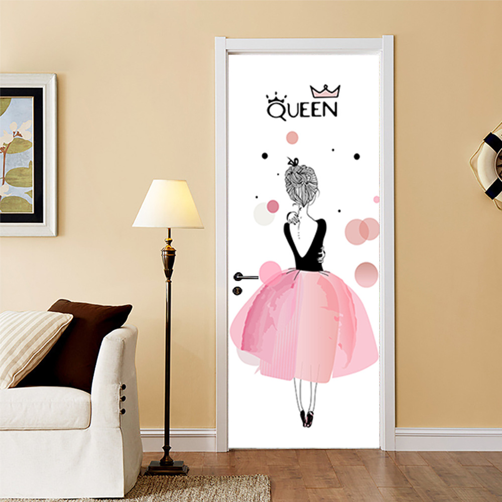 3D Door Sticker Children Room Decor Stickers Door Window Sticker Waterproof PVC Kindergarten Wallpaper Queen House Door Stickers