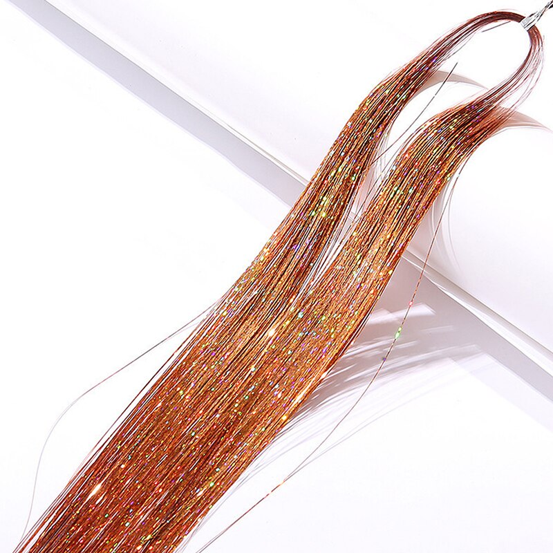 Extensions de cheveux en soie arc-en-ciel, 1 sac, guirlandes scintillantes, accessoires de fête pour filles, couvre-chef de tressage: C