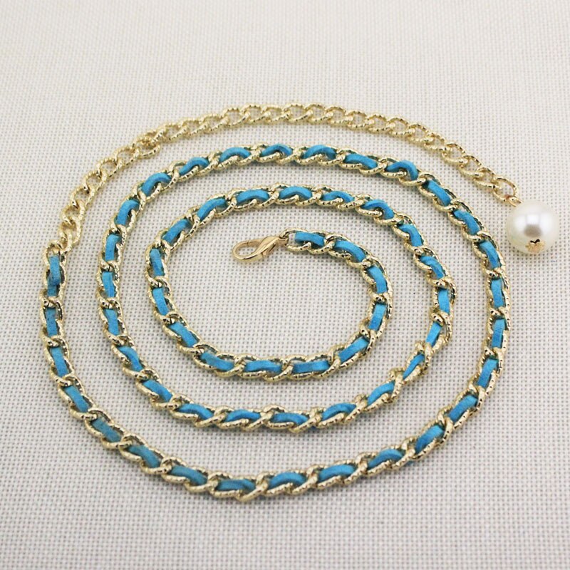 Ceinture de robe de mariée polyvalente, chaîne de taille en métal, décoration de jupe: blue