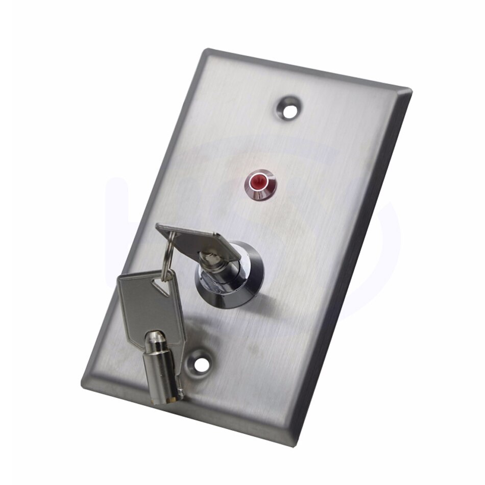 HSY Access Controller System Stainless Steel Key Switch with LED Emergency Push Exit Button Door Release Open Gate Lock: S70KL
