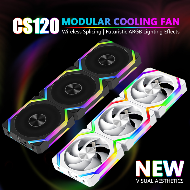 JUMPEAK CS120 ARGB ventilateur de refroidissement 360mm épissage empilable modulaire PWM silencieux 120mm RGB ventilateurs Kit pour boîtier PC de jeu refroidisseur d'eau