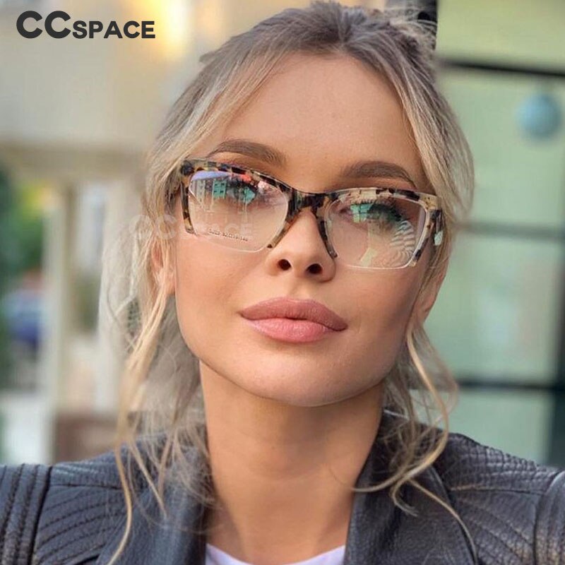 49409 Half Frame Anti Blue Acetate Glasses Frames Upscale Women Optical Computer Glasses