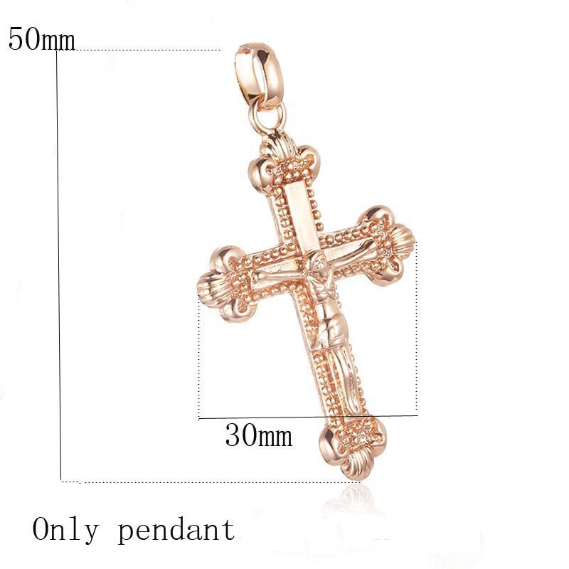 FJ 9 Style Jewelry Women Mens 585 Gold Color Crucifix Pendant Orthodox Cross Jewelry: PN0051